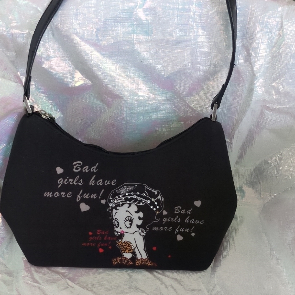 Betty Boop Black Graphic Purse, Logo TM